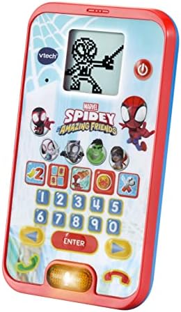 VTech 554403 Homem-Aranha e Seus Amigos Incríveis: Telefone Educativo do Homem-Aranha, Brinquedo Educativo para Desenvolvimento da Linguagem, Adequado para Meninos e Meninas de 2, 3, 4 e 5 Anos, Versão em Inglês, Vermelho