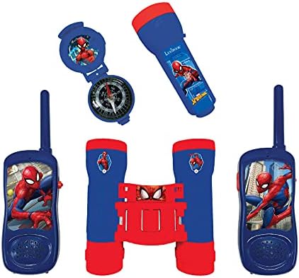 LEXIBOOK, Homem-Aranha, Kit de Aventuras para Crianças, Walkie-Talkies 120m, Binóculos, Bússola, Lanterna, Azul/Vermelho, RPTW12SP