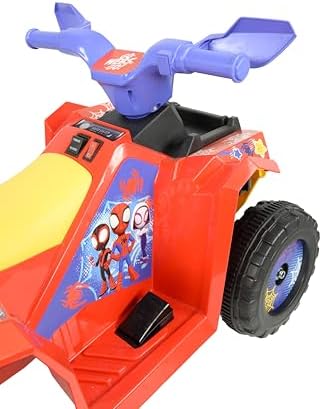 Mini Quadriciclo Infantil do Homem-Aranha - Carrinho Elétrico Infantil Oficial Licenciado - Brinquedo Elétrico 6V - Marchas para Frente e Ré, Pneus Robustos e Adesivos Incríveis dos Amigos, Brinquedo Seguro para Crianças - Brinquedos do Homem-Aranha