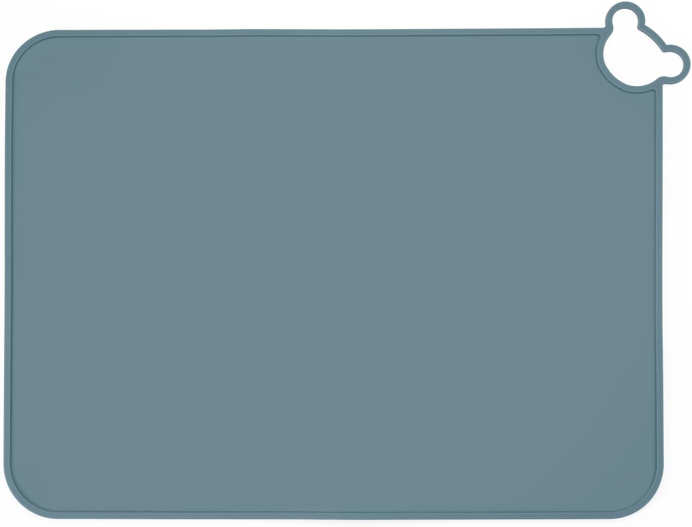 PandaEar Conjunto de 2 jogos americanos de silicone para crianças, jogos americanos para bebês, laváveis, antiderrapantes, tapete portátil para amassar, ideal para mesas de jantar e restaurantes - Azul e Marrom