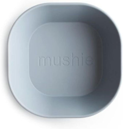 Mushie Tigelas para Jantar Infantil | Conjunto de 2 Tigelas Reutilizáveis Livres de BPA | Podem ser Lavadas na Lava-louças e Usadas no Micro-ondas | Fabricadas na Dinamarca | Quadradas (Nuvem)