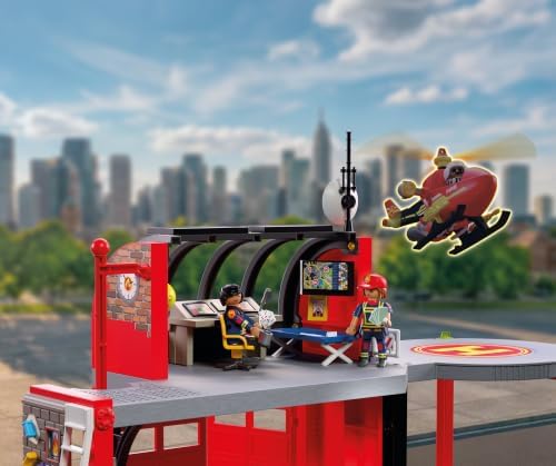 Playmobil | City Action | Grande Quartel de Bombeiros | Estação de Emergência de Vários Andares com Centro de Comando, Barra de Deslizamento, Área de Treinamento e Muitos Acessórios | Para Crianças a Partir de 4 Anos | 72191