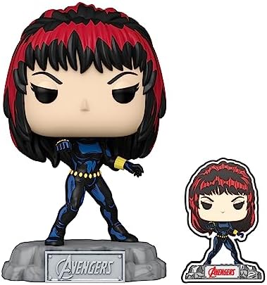Funko Pop! Marvel: A60 - Viúva Negra dos Quadrinhos com Broche de Esmalte - Marvel Comics - Exclusivo da Amazon - Figura Colecionável de Vinil - Ideia de Presente - Produto Oficial - Brinquedos para Crianças e Adultos