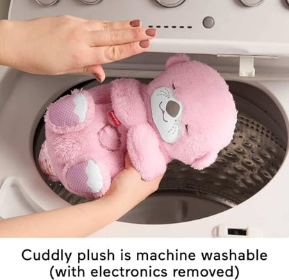 Fisher-Price Brinquedo para Bebê Soothe ‘n Snuggle Lontra, Pelúcia Rosa, Máquina de Som Portátil com Movimento de Respiração e Luzes para Recém-Nascidos a partir de 0 Meses, JLJ33