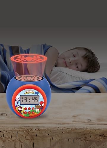 LEXIBOOK, Homem-Aranha e Seus Incríveis Amigos, Despertador com projetor, função soneca e alarme, luz noturna com temporizador, tela LCD, funciona a bateria, RL977SP1