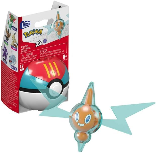 Mega Brands Pokémon Construx em Pokébola – Séries Evergreen e Generations (Rotom)