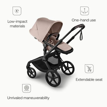 Bugaboo Carrinho de Bebê Fox 5 Renew All-Terrain, 2 em 1, com Suspensão Total, Fácil de Dobrar, Assento Extensível para Crianças, Manobrabilidade com Uma Só Mão, Chassi Preto e Capota Desert Taupe Melange