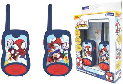 LEXIBOOK, Homem-Aranha e Seus Incríveis Amigos, Walkie-Talkies 200m, Jogo de Comunicação para Crianças, 2 Canais de Comunicação, Clipe para Cinto, Funciona com Pilhas, Azul/Vermelho, TW12SP1