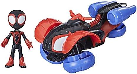 Marvel Spidey e Seus Incríveis Amigos: Veículo Tecno-Corredor Change 'N Go e Figura de Ação Miles Morales de 10 cm, 2 em 1, para Crianças a partir de 3 Anos, Embalagem Livre de Frustração