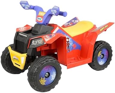 Mini Quadriciclo Infantil do Homem-Aranha - Carrinho Elétrico Infantil Oficial Licenciado - Brinquedo Elétrico 6V - Marchas para Frente e Ré, Pneus Robustos e Adesivos Incríveis dos Amigos, Brinquedo Seguro para Crianças - Brinquedos do Homem-Aranha