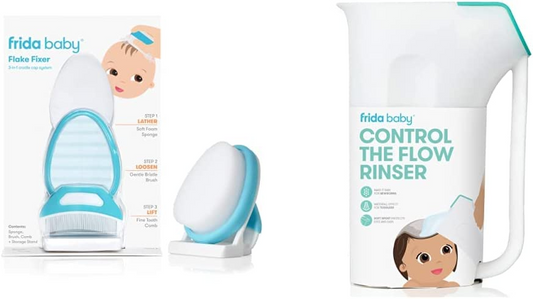 Frida Baby DermaFrida The FlakeFixer The 3-Step Cradle Cap System, White & Control The Flow Rinser by, White