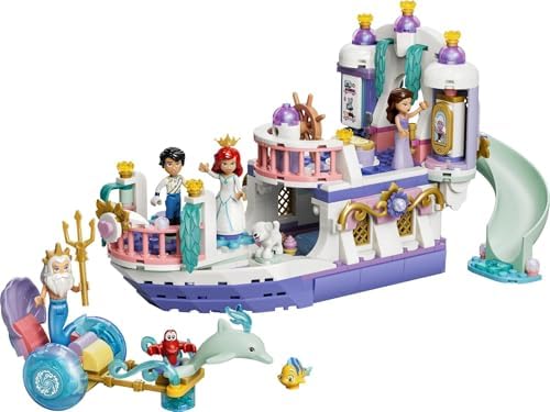 LEGO | Barco de Casamento Real da Princesa Ariel da Disney - Conjunto da Pequena Sereia com 7 figuras, incluindo Ariel e Vanessa - Decoração para quarto infantil - Presente para meninas e fãs a partir de 6 anos - 43299
