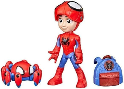 Marvel Homem-Aranha e Seus Incríveis Amigos - Figuras de Ação Super-Heróis + Vilões (Escolha a Figura) (Pacote com 2 Homens-Aranha e Trace-E (10 cm)), Preto