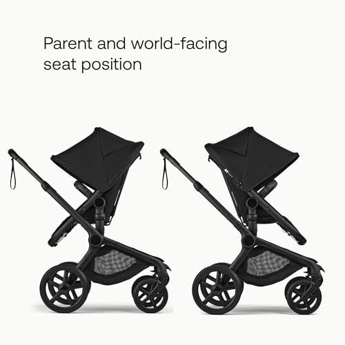 Bugaboo Carrinho de Bebê Fox 5 Renew All-Terrain, 2 em 1, com Suspensão Total, Fácil de Dobrar, Assento Extensível para Crianças, Manobrabilidade com Uma Só Mão, Chassi Preto e Capota Preta Tradicional.
