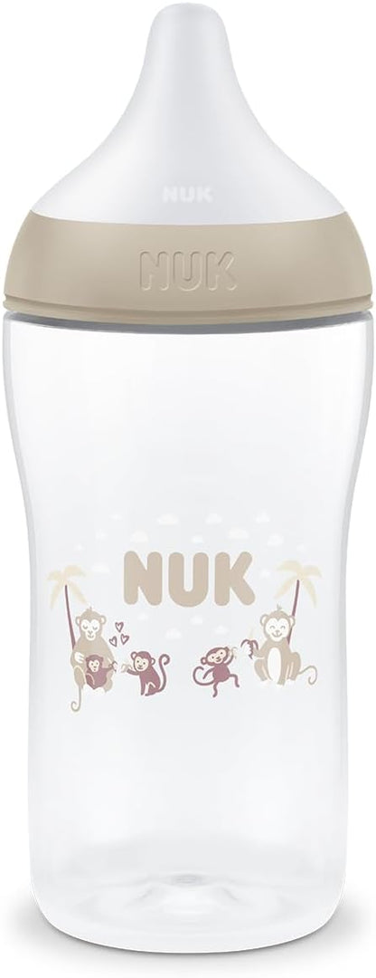 NUK Mamadeira Perfect Match | 3+ meses | 260 ml | Mamadeira anticólica | Polipropileno (PP) | Indicador de controle de temperatura | Macaco | Kit com 2 unidades