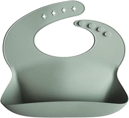 Mushie Babador de Silicone Baby | Babadores Impermeáveis com Ajuste Perfeito | Babadores Fáceis de Limpar para Alimentação do Bebê | 4 Tamanhos Ajustáveis com Bolsos Frontais Fundos | 100% Livre de BPA e Ftalatos
