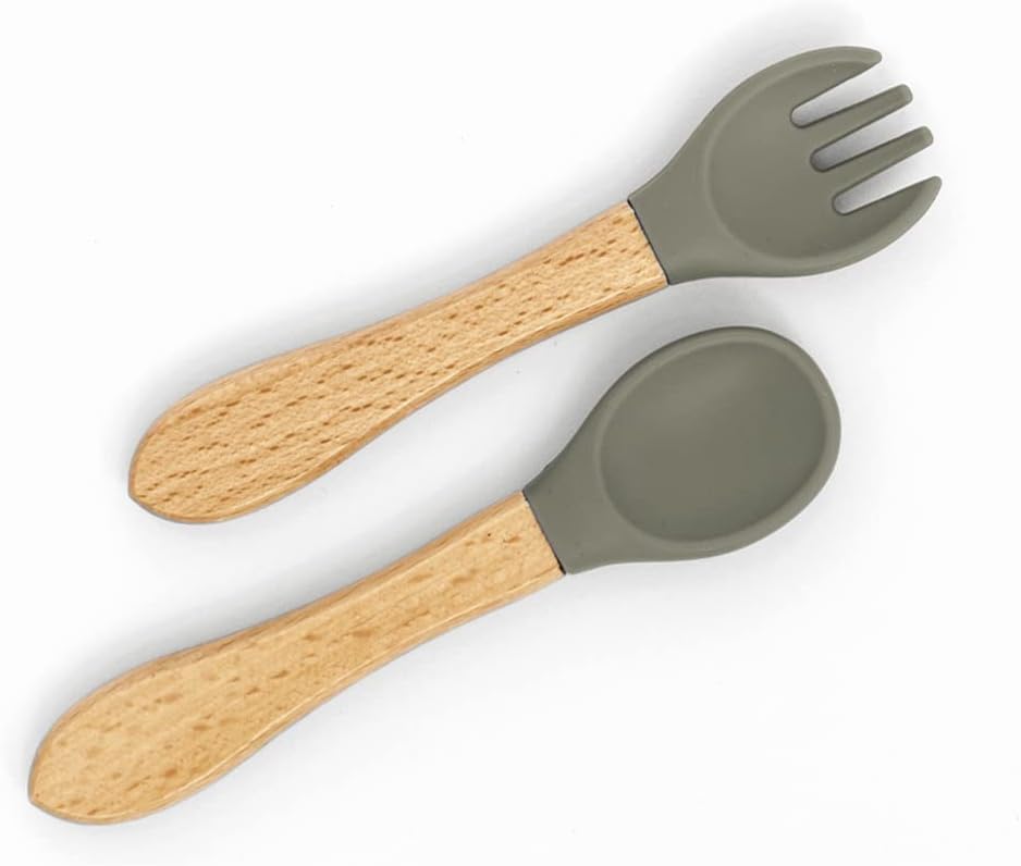 Yum Yum's Conjunto de Introdução Alimentar Baby com 10 Peças Cinza - Kit Completo para Alimentação Infantil com Prato Dividido, Tigelas com Ventosa, Talheres com Protetor Bucal, Copo com Canudo,