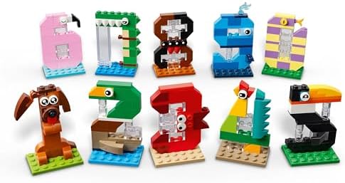 LEGO Brinquedo de Aniversário com Números - Decoração de Bolo com Animais, incluindo Cachorro, Aranha e Baleia - Decoração de Mesa e Festa ou Jogo de Contagem - Ideia de Presente para Meninos e Meninas a partir de 6 Anos - 40807