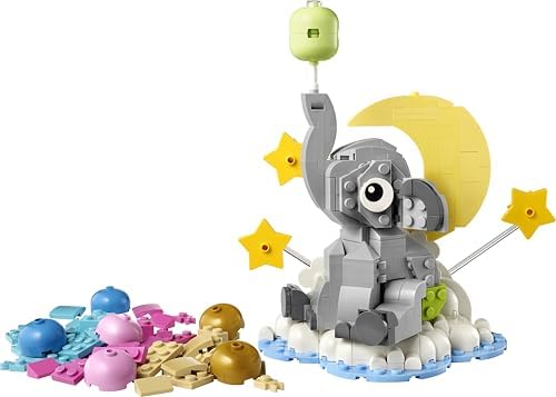 LEGO Elefante Bebê no Céu - Conjunto de Construção para Adultos - Kit de Modelo com Figura de Animal e Acessórios para Decoração de Quarto - Ideia de Presente para Recém-Nascido - 40814