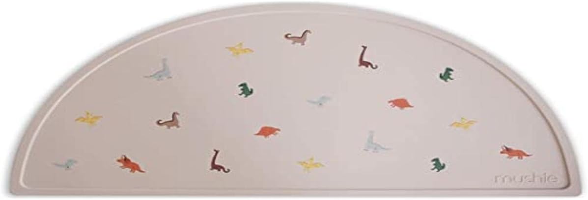 Mushie Tapete de silicone para crianças | Design antiderrapante | Material: Silicone de qualidade alimentar | Fácil de limpar e resistente a manchas | Livre de BPA e ftalatos (Dinossauros)