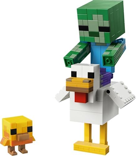 LEGO Brinquedo Minecraft O Jóquei de Galinha – Kit de Montagem com 3 Bonecos (incluindo um Zumbi) – Decoração para Quarto ou Sala de Jogos – Presente de Aniversário para Meninos, Meninas e Fãs a partir de 9 Anos – 21582