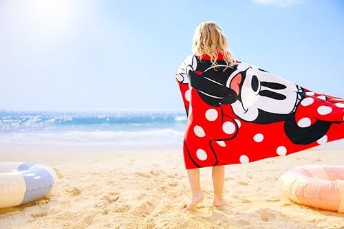 Toalha de praia oficial da Disney Store, estampa do Mickey Mouse em todas as cores, algodão macio, secagem rápida, ideal para piscina e banho infantil, 150 cm de altura x 74 cm de largura.