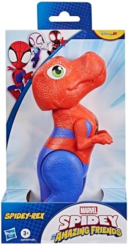 Figura de ação gigante do Homem-Aranha Rex, do Homem-Aranha e seus incríveis amigos da Marvel, com 22,8 cm (9 polegadas). Brinquedo de dinossauros super-heróis para crianças a partir de 3 anos.