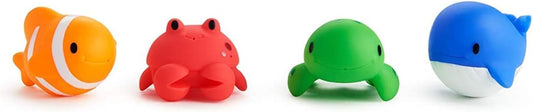 Munchkin Tema de animais flutuantes do oceano, brinquedos de esguicho de banho para bebês, 4 contagens (pacote com 1)