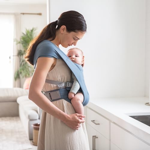Ergobaby Canguru Embrace Cozy para Recém-Nascido (3-11 kg), Malha Ponte, Azul Oxford
