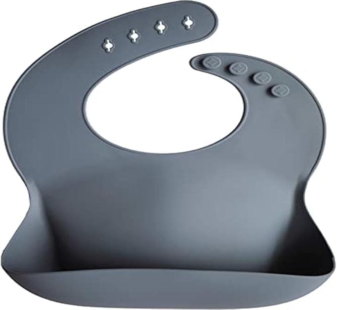 Mushie Babador de Silicone Baby | Babadores Impermeáveis com Ajuste Perfeito | Babadores Fáceis de Limpar para Alimentação do Bebê | 4 Tamanhos Ajustáveis com Bolsos Frontais Fundos | 100% Livre de BPA e Ftalatos
