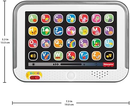 Fisher-Price Brinquedo educativo infantil Laugh & Learn Smart Stages Tablet Computador de Brincadeira com Música e Luzes para Crianças a partir de 1 Ano, Versão em Inglês do Reino Unido, JNH90