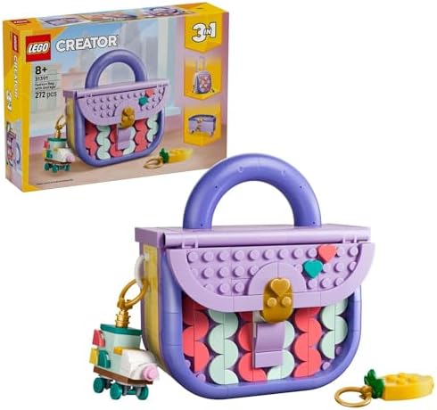 LEGO Creator Bolsa de Arte e Moda 3 em 1 com Brinquedo de Armazenamento - Kit de Modelo que se Transforma em Mala ou Caixa de Armazenamento - Decoração DIY para Quarto Infantil - Presente de Aniversário para Meninas e Meninos a partir de 8 Anos - 31391