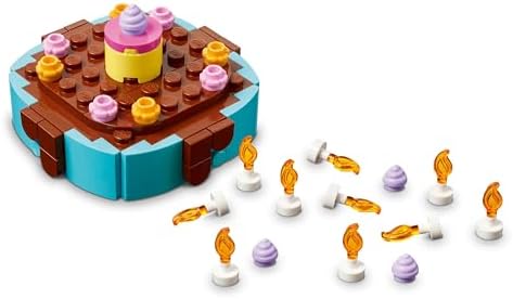 LEGO Bolo de Aniversário de Brinquedo - Kit de Artesanato Infantil com 10 Velas, Glacê e Flores Coloridas para Decoração de Quarto - Ideia de Presente para Meninas e Meninos a partir de 7 Anos e Famílias - 40815