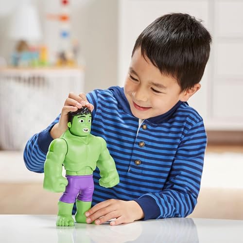 Homem-Aranha e seus amigos incríveis Hasbro Marvel Power Smash Hulk Brinquedo pré-escolar, Figura de ação do Hulk de 25 cm com mudança de rosto, para crianças a partir de 3 anos, Multicolorido (F5067)