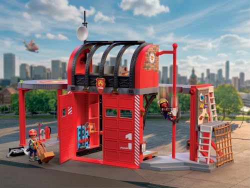 Playmobil | City Action | Grande Quartel de Bombeiros | Estação de Emergência de Vários Andares com Centro de Comando, Barra de Deslizamento, Área de Treinamento e Muitos Acessórios | Para Crianças a Partir de 4 Anos | 72191
