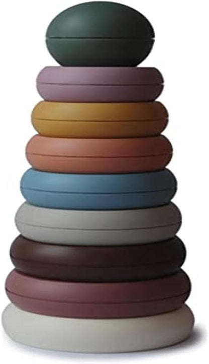Mushie Brinquedo de empilhar anéis | Torre de anéis educativa para bebês e crianças pequenas | Brinquedo colorido de classificação e empilhamento para crianças a partir de 6 meses | Brinquedo de aprendizagem pré-escolar |
