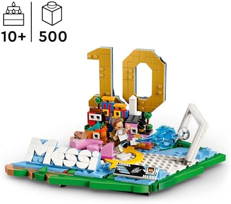 LEGO Editions Lionel Messi – Melhores Momentos do Futebol - Kit de Modelo 3D para Exibição com Minifigura Colecionável - Decoração para Quarto Infantil - Presente para Meninos e Meninas a partir de 10 Anos e Fãs de Esportes Adultos - 43011
