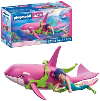Playmobil | Fantasia e Magia | Orca com Sereia | Orca Grande com Pulseira de Algas Vestível | Brinquedo para Crianças a partir de 4 Anos | 72106