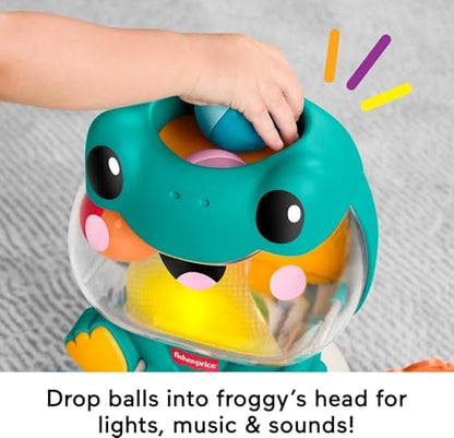 Fisher-Price Brinquedo Baby: Sapo Musical com Luzes e Rolamentos, Bolas que Caim e 3 Bolas para Desenvolvimento Infantil (A partir de 6 Meses), JLB96