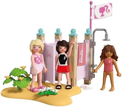 Playmobil | Barbie x Barbie Beach: Jogo de Vestir | Provador e Chuveiro com Barbie, Teresa e Renee | Estimula a Criatividade e o Faz de Conta | Para Crianças a Partir de 4 Anos | 72124