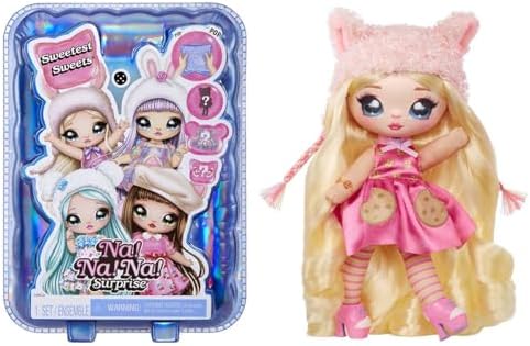 Na Na Na Surprise Sweetest Sweets - Lily Llama - Boneca Fashion de Pelúcia de 19 cm - Boneca Articulada Inspirada em Lhama com Sapatos e Escova - Embalagem Misteriosa e Surpresa de Confete - Brinquedo para Crianças a partir de 5 Anos