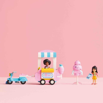 LEGO Friends Suporte de algodão doce e brinquedo de scooter, conjunto de construção criativa infantil com minibonecas de 2 personagens, carrinho de comida com rodas e acessórios, presente para meninas de 6 anos ou mais
