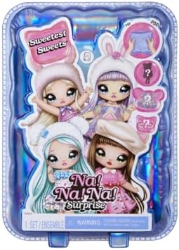 Na! Na! Na! Surpresa Doces Mais Doces - Coelhinha Bailey - Boneca Fashion Macia de 19 cm - Boneca Articulada com Visual de Coelhinha, Sapatos e Escova - Embalagem Misteriosa, Surpresa de Confete - para Crianças a partir de 5 Anos