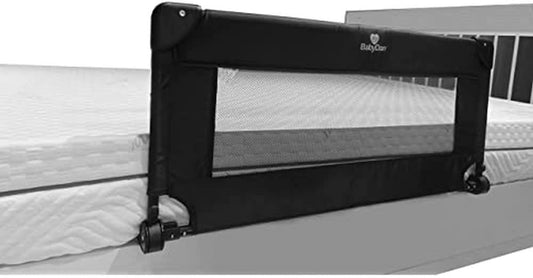 BabyDan Protector de cama plegable de viaje, 90 cm/35" de ancho, negro - Se adapta a colchones de hasta 110 cm/43" de ancho - (barandilla de seguridad/barandilla de cama/barrera de cama/protector de cabecera para niños y bebés de 18 meses a 5 años)