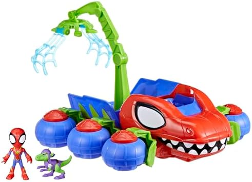 Brinquedo interativo do Homem-Aranha e seus incríveis amigos da Hasbro, o Dinowebs Crawler da Marvel, para crianças. Conjunto de figuras.