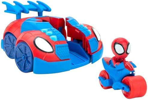 Homem-Aranha e seus Incríveis Amigos Marvel SNF0113 2 em 1 Veículo de Ataque com Lançador de Teias - Brinquedo Essencial para Todos os Fãs do Homem-Aranha