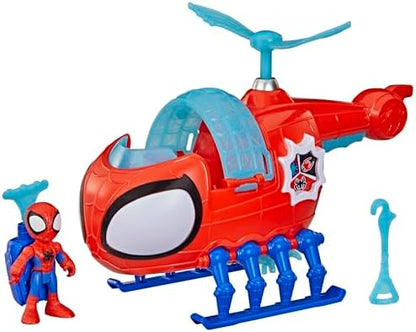 Marvel Homem-Aranha e Seus Incríveis Amigos Equipe Helicóptero do Homem-Aranha, Figura de Ação e Veículo de Brinquedo de 7,6 cm (3 polegadas) com Projétil, Brinquedos de Super-Heróis, Idade 3+