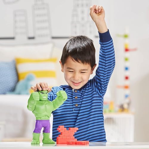 Homem-Aranha e seus amigos incríveis Hasbro Marvel Power Smash Hulk Brinquedo pré-escolar, Figura de ação do Hulk de 25 cm com mudança de rosto, para crianças a partir de 3 anos, Multicolorido (F5067)