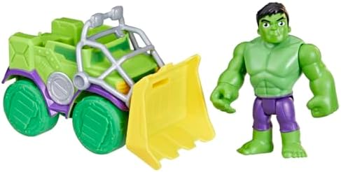 Homem-Aranha e seus amigos incríveis - Conjunto de brinquedo Marvel Hulk Smash Truck para crianças, figura de ação interativa, verde