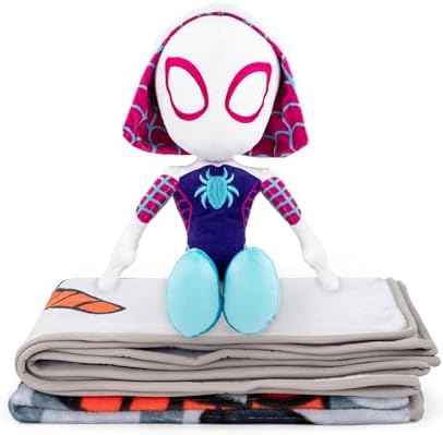 Conjunto de pelúcia infantil Jay Franco Marvel Spidey & His Amazing Friends Ghost Spider Gwen Mini Pillow Buddy e cobertor macio de 130 x 150 cm - Conjunto de 2 peças super macio para aconchegar as crianças